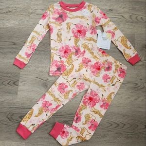 🆕️Burt's Bee organic cotton jaguar floral 2pc pjs new